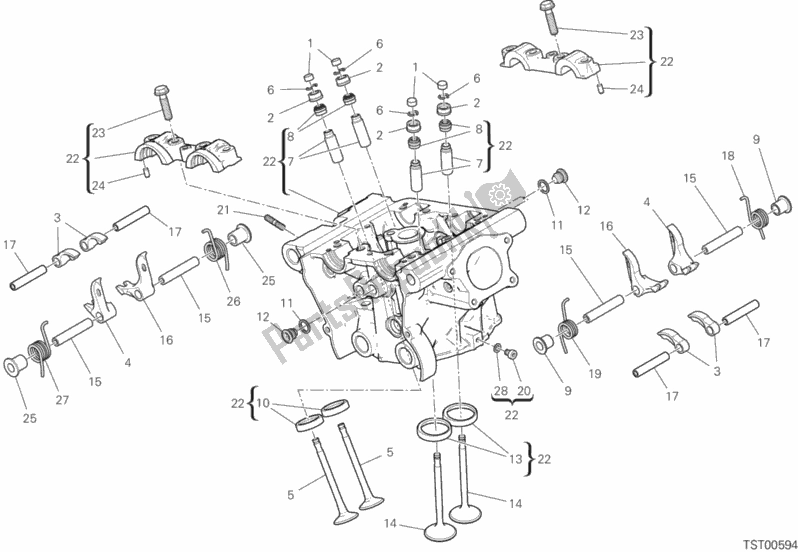 Alle onderdelen voor de Verticale Kop van de Ducati Monster 821 Stealth Thailand 2020